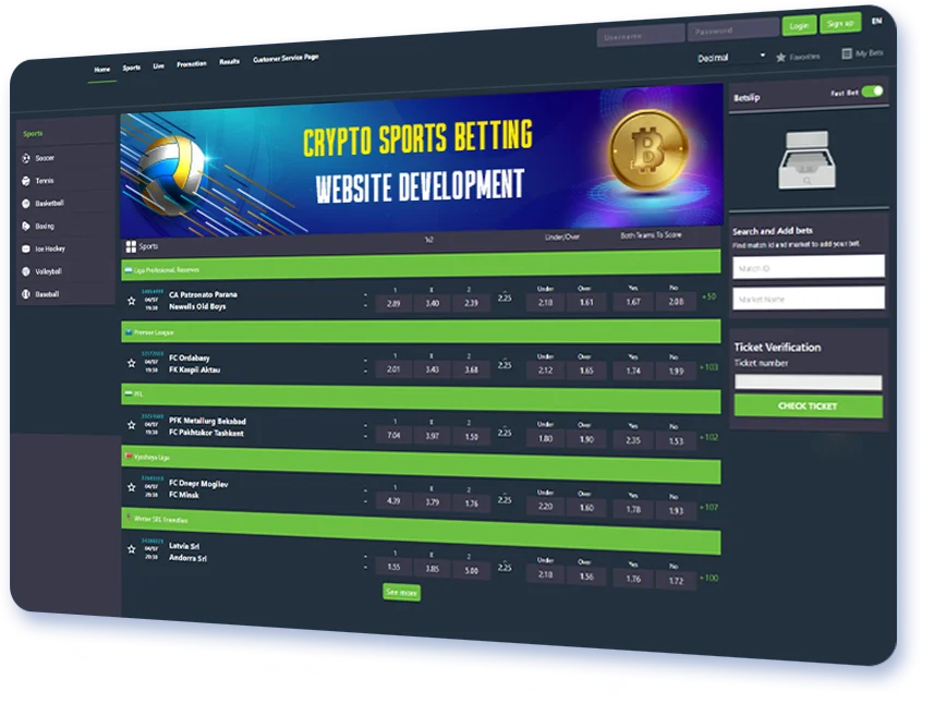 Crypto sports betting website development